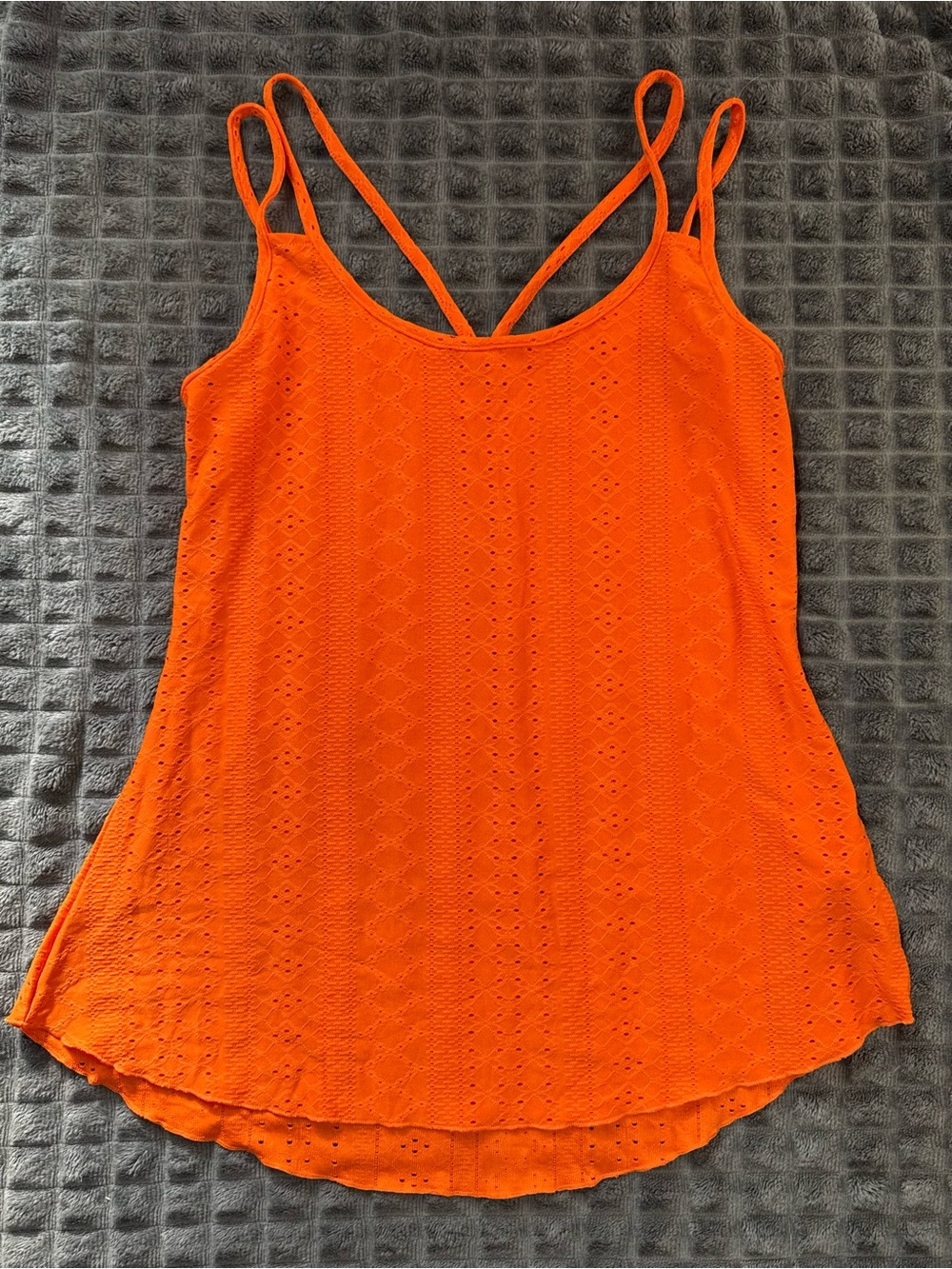 3/$15 NWOT Small Orange Eyelet Spaghetti Strap Tank Top Blouse Shirt Women (B2)